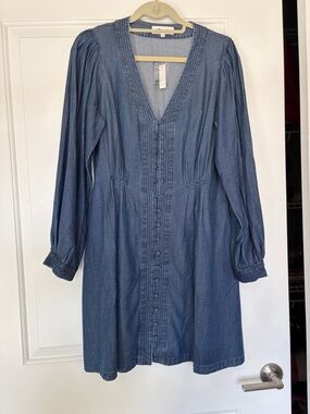 Madewell Denim-Style Long Sleeve Button Dress - Blue